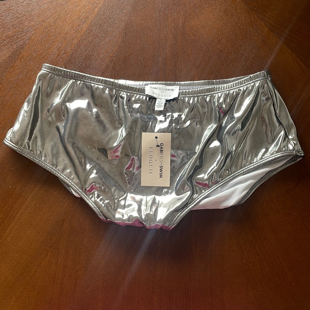 Eloquii x Gabi Fresh Swim high-waist metallic swim bottom